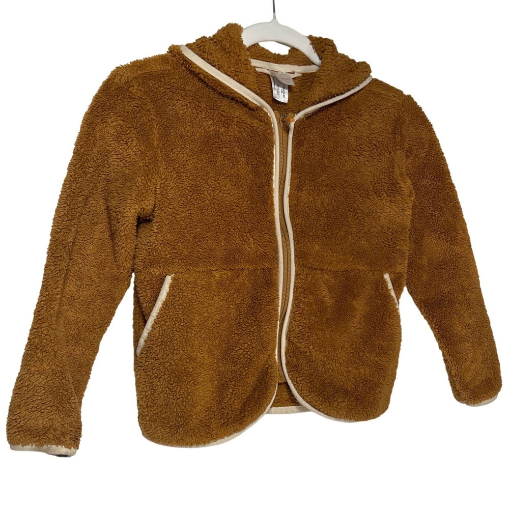 Hanna Andersson Kids Fleece Hoodie Brown Zip Up Jacket US Size 6-7